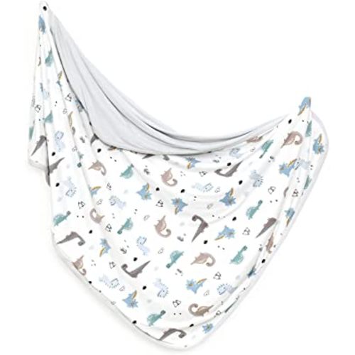 GRSSDER Baby Blankets Super Soft Jersey Knit Swaddle Blanket for Baby Girls and Boys, Double Layer Receiving Blankets 34 x 44 Inches Extra Large for Baby Swaddling, Happy Dinosaur