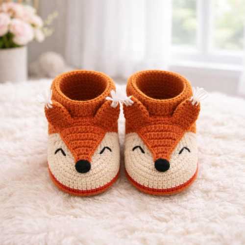Handmade Fox Crochet Baby Booties