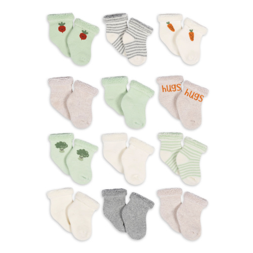 Gerber Baby Boy or Girl Gender Neutral Terry Wiggle-Proof Socks, 12-Pack (0-3 Months - 6/9 Months)
