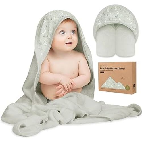 KeaBabies Hooded Baby Towel for Newborn - Viscose Derived from Bamboo Large Baby Bath Towels with Hood for Boys, Girls, Toddler, Extra Absorbent & Soft Newborn Bath Essentials (Serenity)