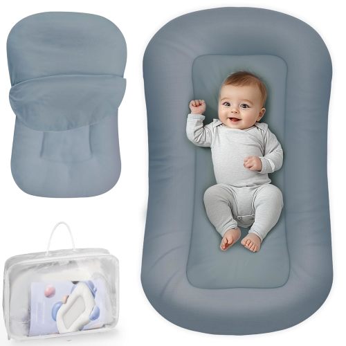 Buy Vora Infant Support Cushion - Baby Support Cushion for Newborn, 0-24 Months, Portable Tummy Time Mat for Home and Travel, Soft Cotton, Supervised Use, Baby Essentials Gift, Grayish Blue, (Cover Included) - Infant Support Cushion - Baby Support Cushion