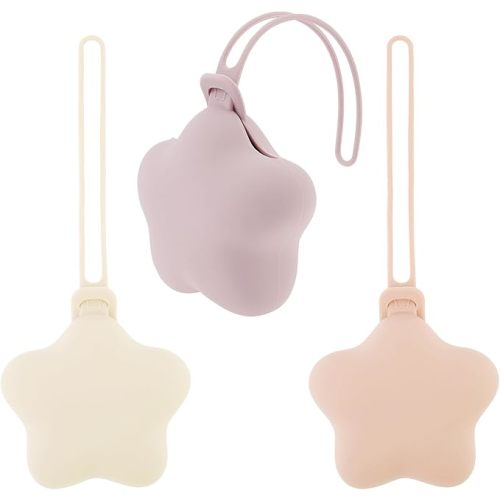 3 Pack Silicone Pacifier Holder Case, Portable Pacifier Storage Case, Newborn Pacifier Pouch, Silicone Pacifier Case Cover Pouch, Protective Pacifier Storage Case for Diaper Bag Stroller (Pink)