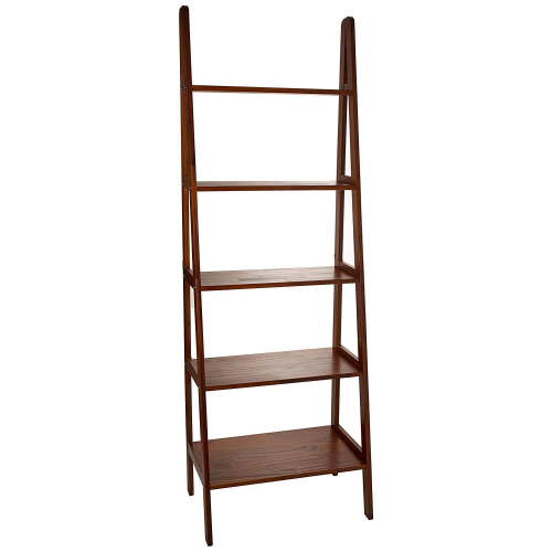 Casual Home 5-Shelf Ladder Bookcase-Warm Brown