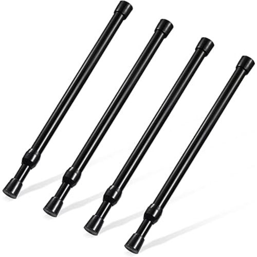 Spring Tension Rod, Goowin Small Tension Rod, 5/8" Diameter No Drilling Expandable Short Tension Rods Spring Rods, Tension Rods for Closet, Cupboard, Hanging Clothes, Black, 4 Pack (12-20 inch)