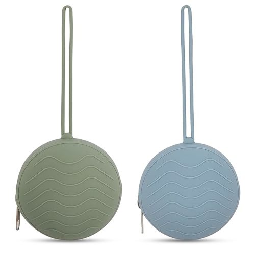 Silicone Pacifier Holder Case 2-Pack – BPA-Free, Food-Grade Silicone – Zippered Travel Pacifier Organizer – Portable Baby Case for Pacifiers, Teethers & Essentials – Dishwasher Safe