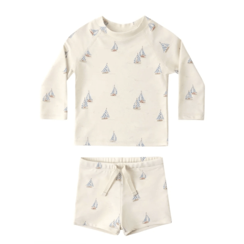 SAILBOATS RASHGUARD AND SWIM TRUNKS SET | RYLEE + CRU | Mini Dreamers