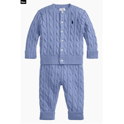 Ralph Lauren Cable Knit Cotton Cardigan & Pants Set