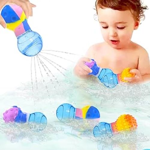Bath Toys for Toddlers Ages 1-3, Squishy Bath Bulb Bath Toys for 1 2 3 Year Old Boy Girl Gifts, Sensory Squeezing Bathtub Water Toys for Baby Kids 1-3 2-4 Stocking Stuffers