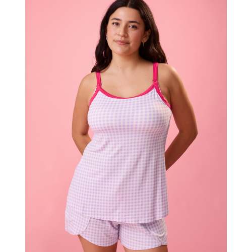 Bamboo Lounge Around Nursing Tank | Lavender Gingham - Kindred Bravely