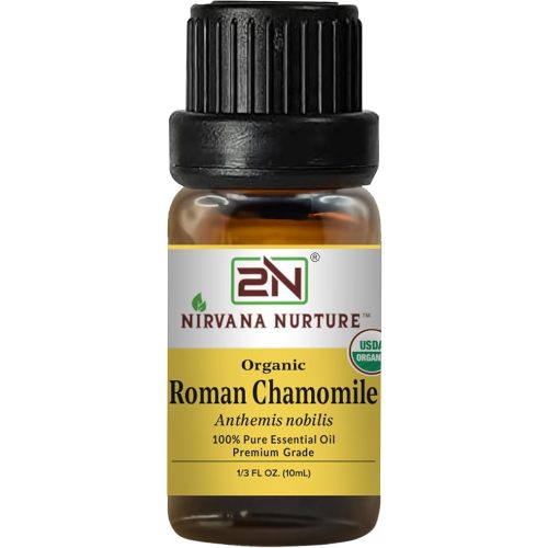 Roman Chamomile Essential Oil, USDA Certified Organic, 100% Pure Undiluted, Aromatherapy Oil for Diffuser, Hair & Skin Care