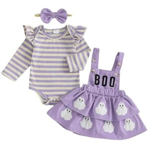 Baby Girl Holiday Clothes Ruffle Long Sleeve Romper Cartoon Embroidery Overall Skirt Dress Cute Newborn Outfit