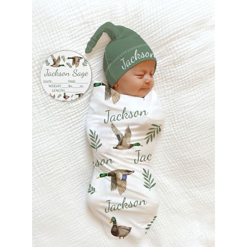 MALLARD DUCK Baby Birth Stat Sign Gift Set -Personalized Birth Announcement Plaque Birth Stat Baby Shower Name Announcement Sign Duck Boat
