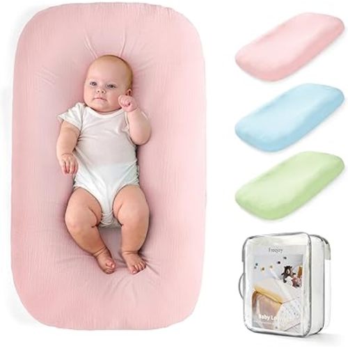 Freejoy Baby Lounger for Newborn, Portable Baby Nest, Soft Cotton Breathable Washable Infant Lounger for Home and Travel (Pink)