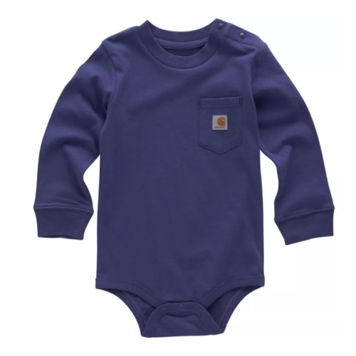 Carhartt Kids' Long-Sleeve Pocket Bodysuit for Babies, Stillwater, 12M at Tractor Supply Co