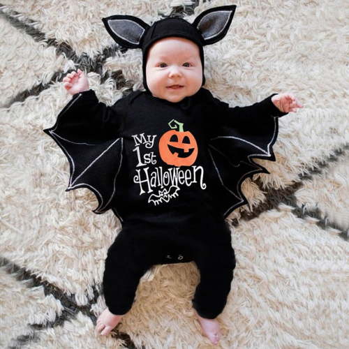 Bat Costume Baby Infant Halloween Costumes For Boys Girls Infant Bat Costume Hoodie Romper With Hat Outfits Set Baby Pumpkin Costume 6-9 Months
