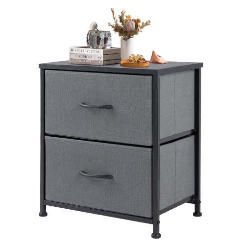 ZUNMOS Nightstand, Versatile Nightstand with 2 Drawers - Ideal for Bedroom, Living Room, Closet, Entryway, Gray