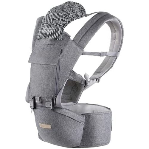 alobeby Baby Carrier, 6-in-1 Carrier Newborn to Toddler, Wrap with Hip Seat Lumbar Support, Carriers for All Seasons ＆ Positions, Perfect Hiking Shopping Travelling, Grey, 1.95 Pound
