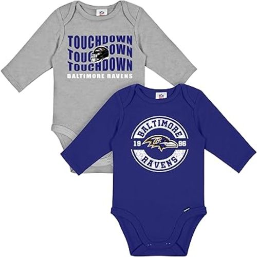 Gerber NFL unisex-baby Nfl 2-pack Long Sleeve Onesie Bodysuit