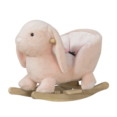 Charlton Home® Qaba Rabbit Wooden Rocking Horse With Simulated Sound | Wayfair