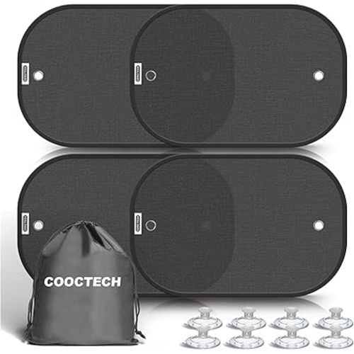 Car Shades for Side Windows 19"x12"(4 Pack),Sun Shade for Car Window with 8 Suction Cups,Window Shades Can Blocks 99.98% UVR,Window Shade for Baby,Glare Shield Protection