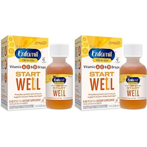 Enfamil Prenatals & Baby Vitamins Tri-Vi-Sol Vitamin A, C & D Multi-Vitamin Drops for Infants, Supports Growth & Immune Health, 50 mL Dropper Bottle,1.69 Fl Oz (Pack of 2),MJ-030