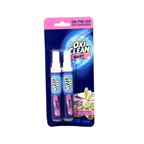 OxiClean Baby Instant Stain Remover Pen Twin Pack, 0.75 oz Each, On-the-Go for Diaper Bags, Gentle Formula for Baby Clothes, Food Formula and Spit-Up Stains, Travel-Friendly