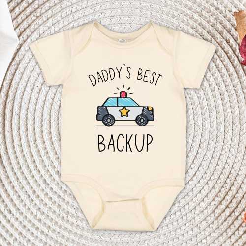 Daddy's Backup Infant Bodysuit, Baby Police Shirt, Police Baby Clothes, Baby Bodysuit, Kids Police Car Tee, Cute Police Car Toddler Shirt