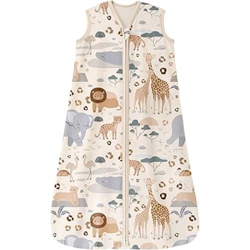 Baby Sleep Sack 0-6 Months 100% Cotton Lightweight 0.5 TOG Wearable Blanket Baby Sleep Bag with 2-Way Zipper for Newborn Infant Apricot Elephant