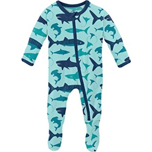 KicKee Footie with 2 Way Zipper in Celebration Prints, One-Piece Boy or Girl Baby Clothes