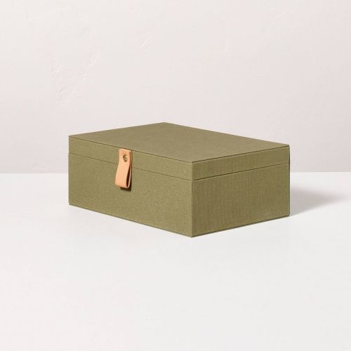 Large Desk Storage Lidded Fabric Box Green - Hearth & Hand™ with Magnolia