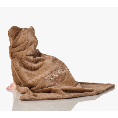 Pottery Barn Kids Teddy Bear Faux Fur Baby Hooded Towel | Personalized: GEORGE