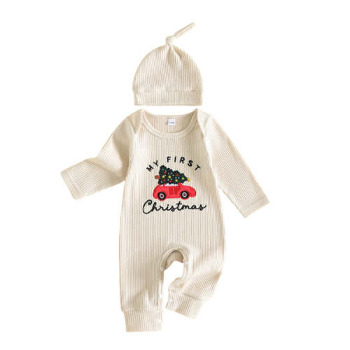 MY FIRST CHRISTMAS Car Ribbed Jumpsuit - Hazel & Bo