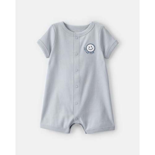 Baby 'Smile Club' Short-Sleeve Romper - Blue | Carter's