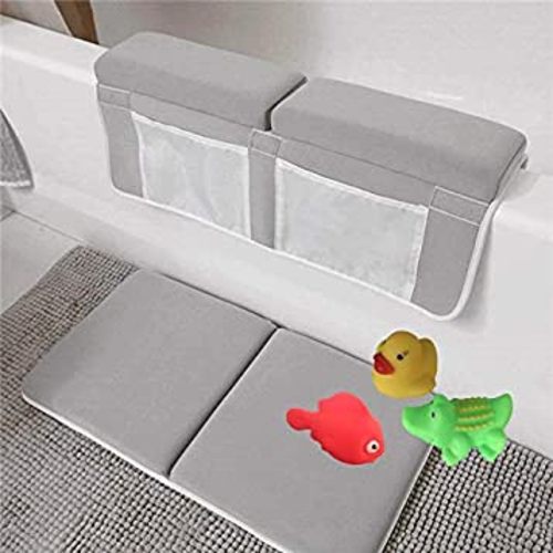 Mybabyly Bath Kneeling Pad and Elbow Rest – Bath Kneeler with Elbow Support - Ultra-Soft and Comfortable Memory Foam – 4 Functional Mesh Pockets – Non-Slip Design