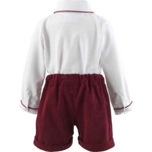 Cord Short and Shirt Set, Burgundy - Rachel Riley | Maisonette