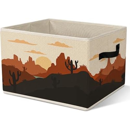Boho Western Storage Bin, Desert Landscape Collapsible Storage