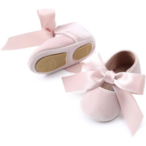 KIDSUN Infant Baby Girls Mary Jane Shoes Non-Slip Rubber Sole Ballet Slippers Princess Dress Wedding Shoes Newborn Crib Shoes First Walkers Shoes