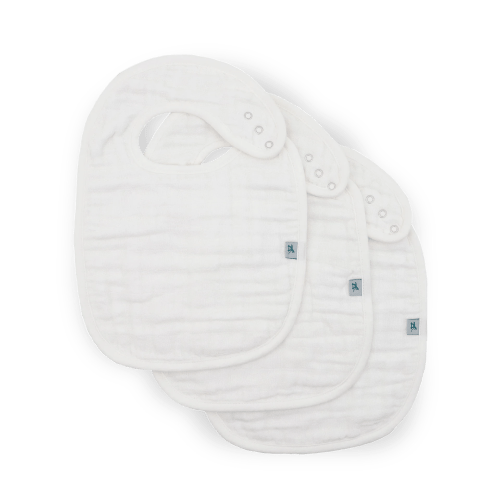 Organic Cotton Muslin Classic Bib 3 Pack - White | Little Unicorn