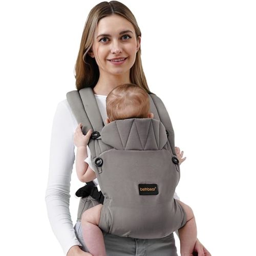 Baby Carrier Newborn to Toddler 7-45 lbs with Natural Material, Ergonomic Design,Versatile and Adjustable,Hands Free for Moms&Dads,Gray