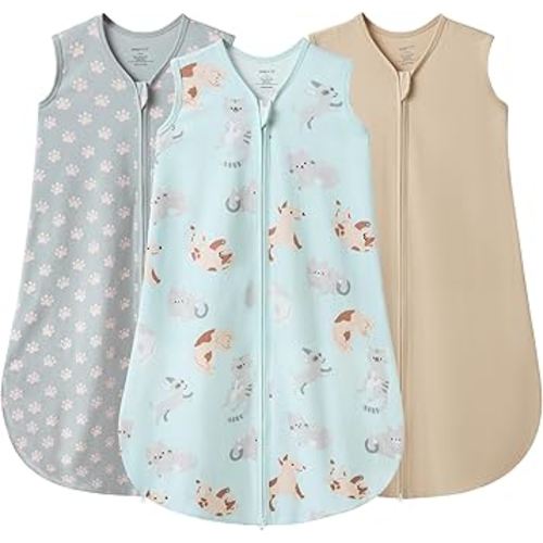 JELLYMONI Baby Sleep Sack 0-6 Months Wearable Blanket for Baby, 100% Cotton 2 Pack Infant Toddler Sleeping Sack Lightweight Soft 2-Way Zipper Sleepsack