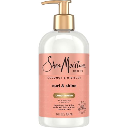 SheaMoisture Curl & Shine Conditioner Coconut & Hibiscus, for Thick, Curly Hair to Moisturize & Soften, 13 oz