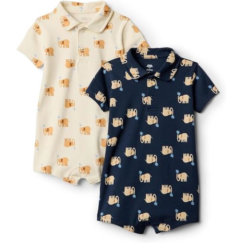 Amazon Essentials x Sofia Grainge Baby Boys' Short Sleeve Romper, Pack of 2