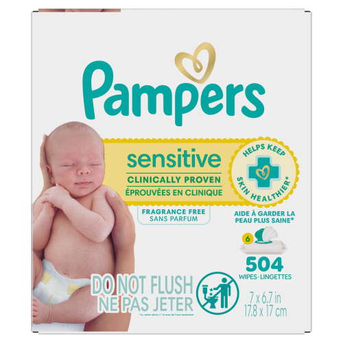 Baby Wipes Pampers Sensitive, Clinically Proven, Fragrance Free, Water Based, Hypoallergenic Baby Wipes, 504 Baby Wipes Total (6X Flip-Top Packs) - Walmart.ca