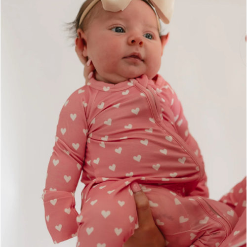 Infant Romper in Pink Hearts