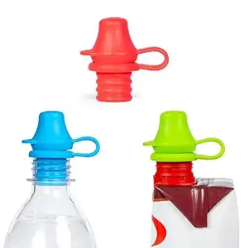 Kiddikap Original Water Bottle Topper for Toddlers – 100% Silicone Sippy Top Spout with Protective Cap makes the Bottle Top a Spill Proof Lid for Kids and Adults - 3 Pack - Original