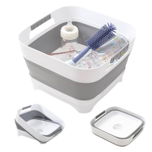 Collapsible Wash Basin for Baby Bottles - 2.4 Gallons Portable Wash Bin for RV Camping Sink, Space-Saving Dish Tub.Laundry & Utility Room Sinks