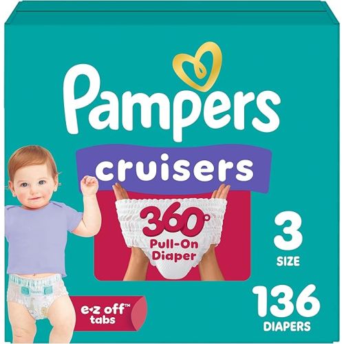 Pampers Diapers - Cruisers 360 - Size 3, 136 Count, Babyproof up to 100% Leakproof Pull-On Diaper