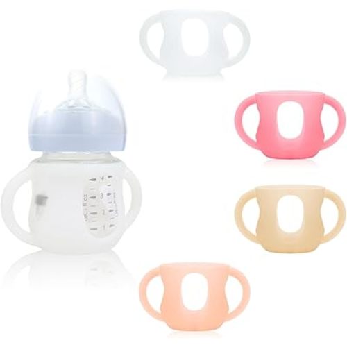 4-Pack Silicone Sleeves for Philips Avent Glass Bottles, BPA-Free Drop-Resistant Baby Bottle Sleeves with Handles, Compatible with Philips Avent Natural Glass Baby Bottles (4 oz)