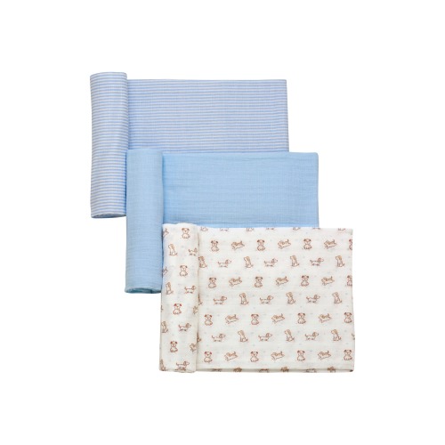Little Me 3-Pack Puppy Cotton Muslin Swaddle Blankets (Men) | Nordstromrack