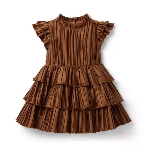 Girl Soft Cocoa Brown Pleated Ruffle Dress by Janie and Jack